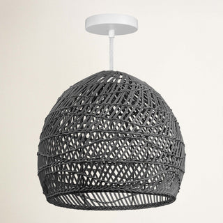 Santana Black Rattan Round Pendant Light