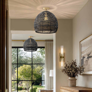 Santana Black Flush Mount Light
