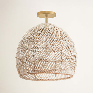 Santana Black Rattan Round Pendant Light