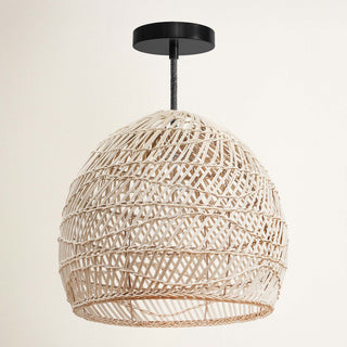 Santana Black Rattan Round Pendant Light