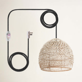 Santana Black Rattan Round Pendant Light