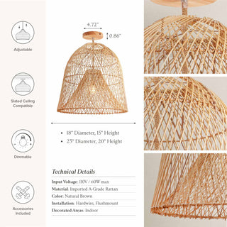 Santa Barbara Rattan Flush Mount Light