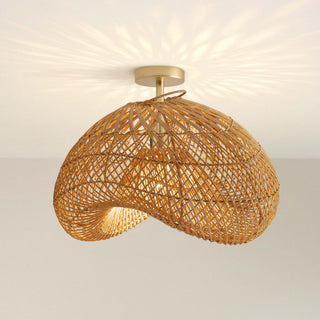 Sepherina Black Rattan Flush Mount Light