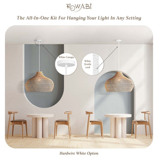 White Hardwire Hanging Pendant Light Kit