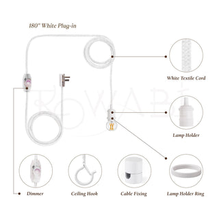 White Plug-In Hanging Pendant Light Kit