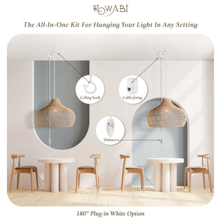 White Plug-In Hanging Pendant Light Kit
